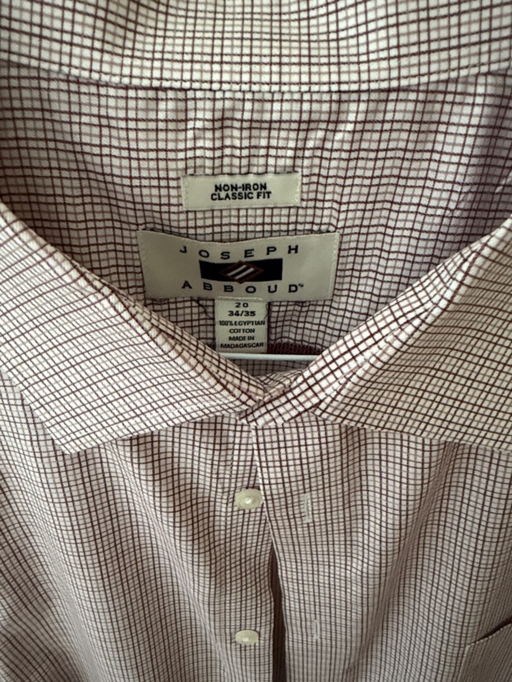 Joseph Abboud Men's Pink/Burgundy Grid Dress Shirt 4X